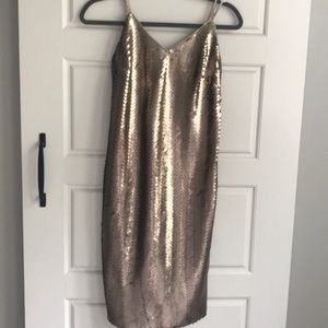 Size 4 Jcrew Factory gold sequin shift dress